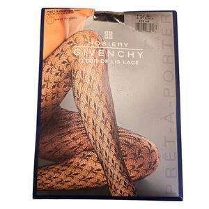 Givenchy Pret-A-Porter Fleur De Lis Lace Pantyhose Sheer‎ Black Size A/B